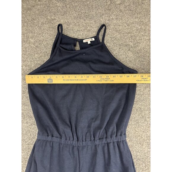 Sundry Jumpsuit Womens Medium Navy Halter Wide Leg Pockets Made USA Back Zip - Picture 3 of 9